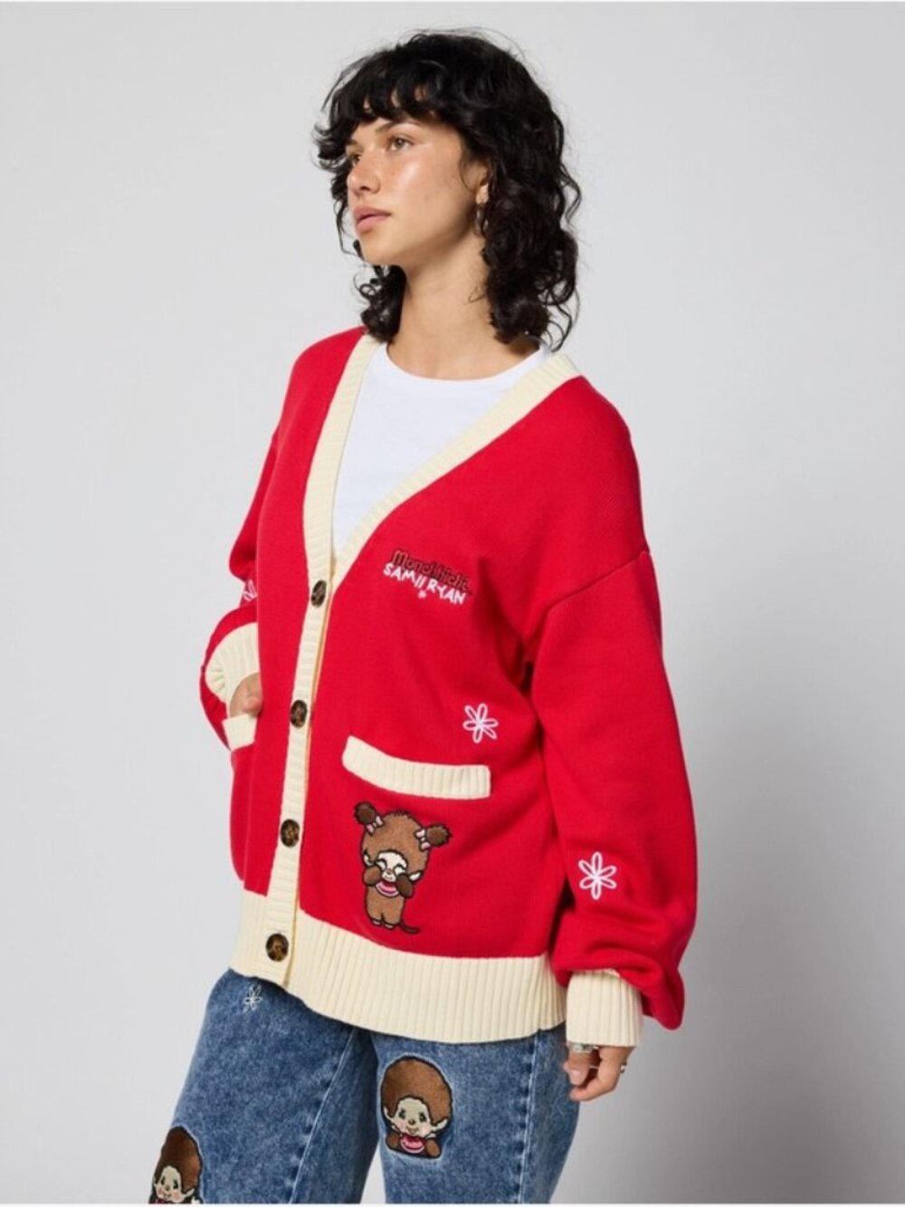 Monchhichi Oversized Cardigan Size Lage - Picture 8 of 9